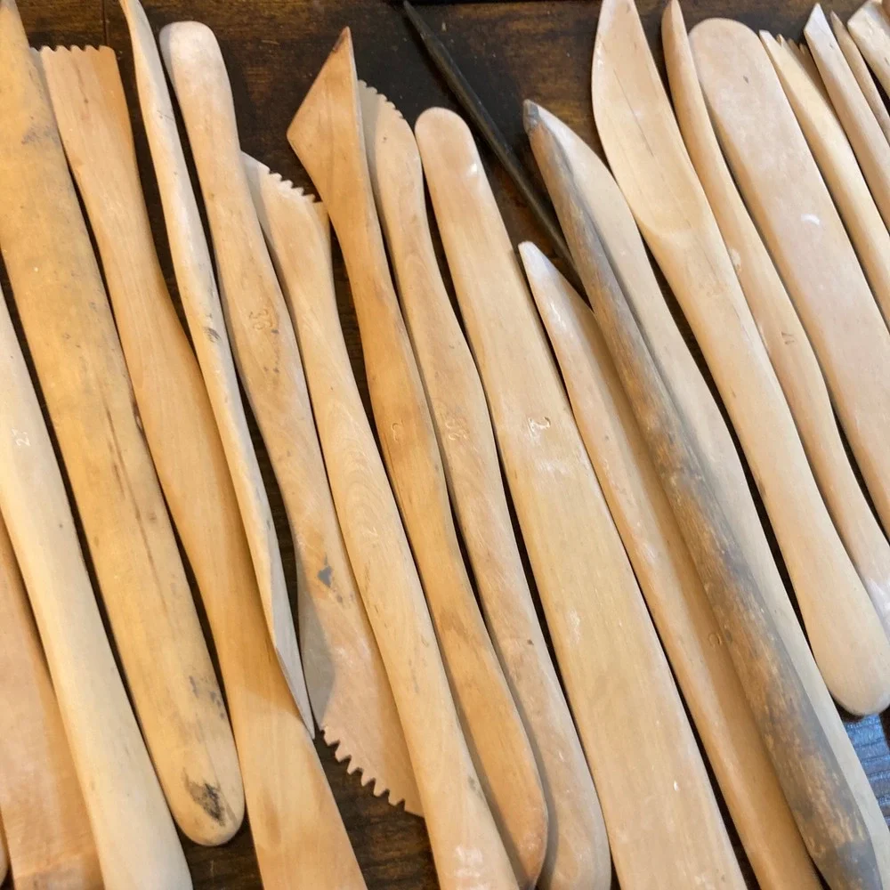 36 Piece Wooden Pottery Clay Sculpting Modeling Tool Set Lot Artisan Ceramics